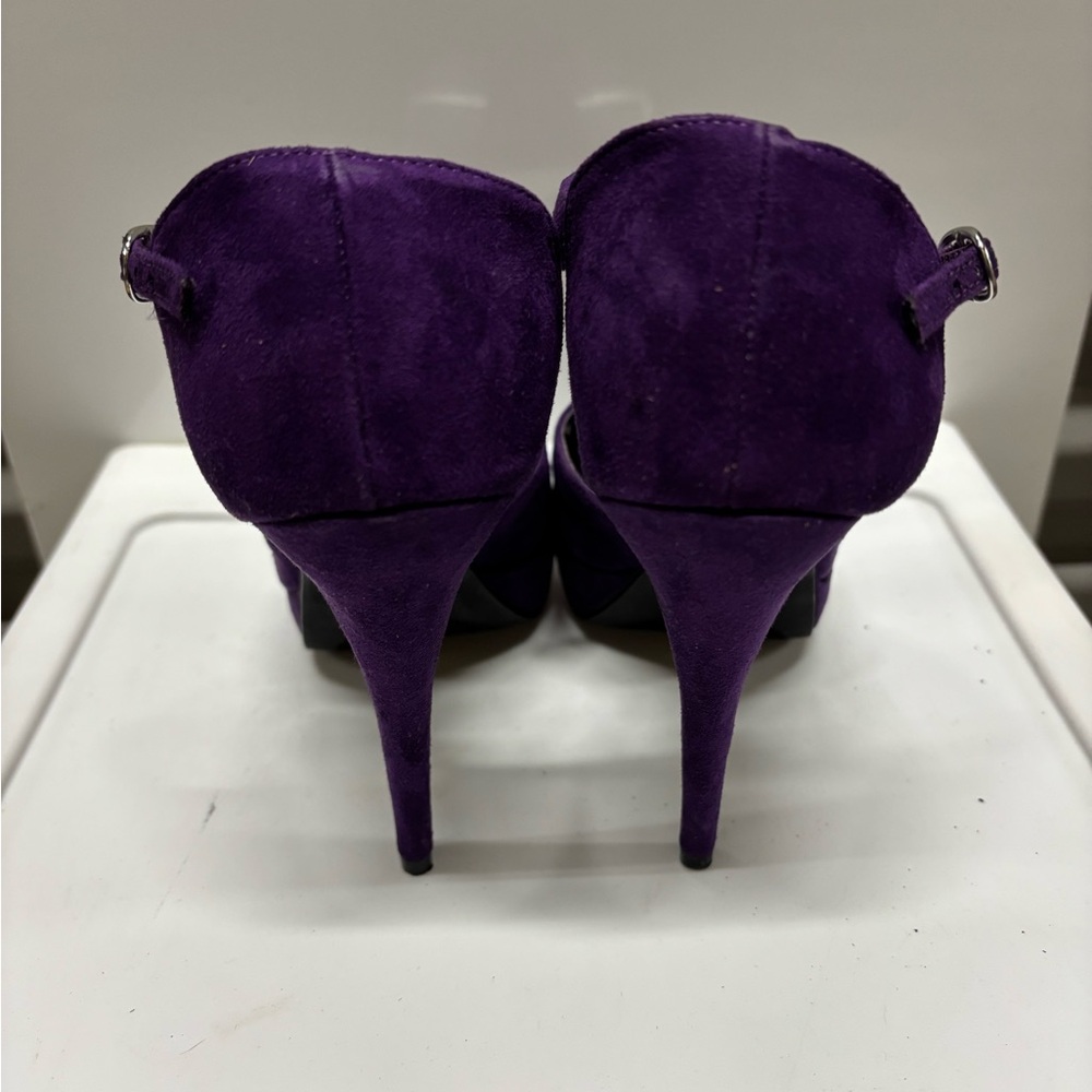 Elle Deep Purple Ankle Strap Heels - Picture 3 of 6